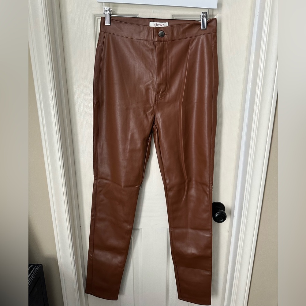 vibrant m.i.u. vegan leather skinny pants